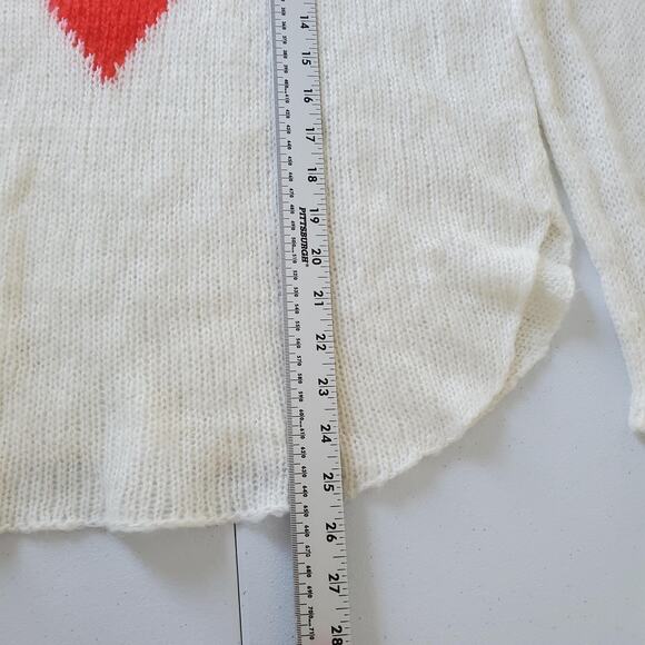 Wooden Ships Sweater Womens Small Medium Heart Graphic Mohair Blend Pullover - Picture 5 of 7